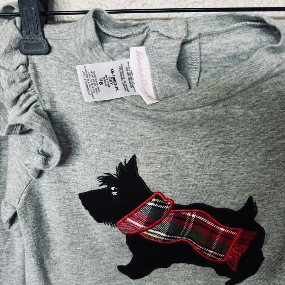 Bonnie Jean Girls Christmas Scottie Dog Plaid Skirt Holiday Dress 6